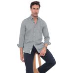 Fitmens Slim Fit Uzun Kol Yaka Düğmeli Nefes Alan Keten Hediye Kutulu Erkek Gömlek FS-004548 - Yeşil