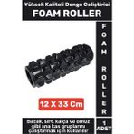 Fitness Aerobik Denge Stabilite Kas Esnekliği Geliştirici Kadın Erkek Foam Roller 33 cm - Siyah