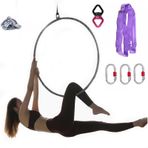 Fitness Hula Hoops Aerial Hoop Seti, Profesyonel Tek Noktalı Hava Yoga Halka Ekipmanları, Fitness Dans Egzersizi için Komple Paslanmaz Çelik Sirk Hava Halkası Seti, 80 cm