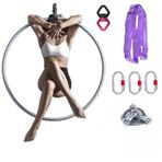 Fitness Hula Hoops, Hava Çemberi, Lyra Hoop (80/85/90/95/100cm), 1 Tavan Çapası, 3 Kilitli Karabina, Kavrama Bandı, 360 Döner, 25 mm Kalınlık, 80 cm
