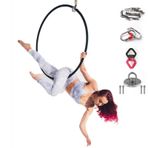 Fitness Hula Hoops, Hava Halkası 85 cm/90 cm Hava Halkası Seti Tam Mukavemet Test Edilmiş 440LB Tek Noktalı Sirk Hava Ekipmanı Yoga Hoop Aksesuarlı, 85 cm-2,5 cm