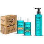 Fitness Professional Brezilya Fönü Saç Düzleştirici Kalıcı Keratin Bakımı ve Tuzsuz Şampuan Seti 250 ml Tüm Saçlar için Canlandırıcı Etki