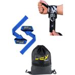 Fitness Sporcu Bilekliği Wrist Wraps Dark Kamuflaj + Ağırlık Kaldırma Kayışı Lifting Straps Mavi + Sackpack 3'lü Paket