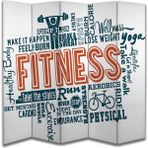 Fitness Temalı Özel Tasarım Paravan Room Divider 180 x 200 cm - 212 x 200 - Renkli