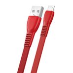 FitPlus FS-401 Flat 2.4A 1 mt Kırmızı Micro USB Data Şarj Kablosu