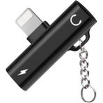 FitPlus FT-AC34 Siyah Lightning Şarj + Kulaklık Çoğaltıcı Mini Askılı Adaptör