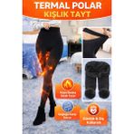 FitQueen Termal Polar Kışlık Tayt – İçi Peluş Astarlı, Yumuşacık & Sıcacık, Soğuğa Karşı Üstün Koruma Sağlayan, Günlük ve Ev Kullanımına Uygun Kadın Taytı - S - M - Siyah