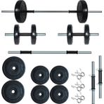 Fitset 25 kg Kombo Siyah Halter Seti ve Dambıl Seti Ağırlık Fitness Seti