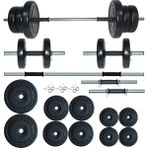 Fitset 55 kg Kombo Siyah Halter Seti ve Dambıl Seti Ağırlık Fitness Seti