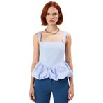 Fitted Bluz Kolsuz Kare Yaka Dacron Dokuma Yazlık Zarifane Tasarım Kaliteli İşçilik_Açık Mavi-34