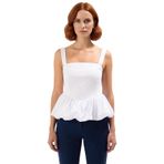 Fitted Bluz Kolsuz Kare Yaka Dacron Dokuma Yazlık Zarifane Tasarım Kaliteli İşçilik_Beyaz-40