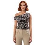 Fitted Kalıp 100 Polyester Bluz Asimetrik Yaka Kısa Kol Yazlık Özenle Seçilmiş Uzun Ömürlü_Çok Renkli-M