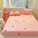Fitted Sheet 120 x 200 cm, Rosa Fitted Sheet çilek baskılı pamuk lastikli çarşaf + 2 yastık kılıfı