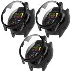 FitTurn Garmin Forerunner 265/265S Saat Ekran Koruyucu Kılıf TPU İnce Kılıf Kapak [Kaplama Metal Renkli Çerçeve] [3D Tam Kaplama] Kabuk Koruyucu (Forerunner 265s, Siyah*3) ile uyumludur