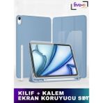 Five-E Apple iPad Air 11 M3 (2025) Kılıf Ekran Koruyucu ve Stylus Kalemli 3'ü 1 Arada Full Gear Set - iPad Air 11 M4 (2026) - Açık Mavi