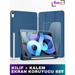 Five-E Apple iPad Air 11 M3 (2025) Kılıf Ekran Koruyucu ve Stylus Kalemli 3'ü 1 Arada Full Gear Set - iPad Air 11 M4 (2026) - Petrol Yeşili
