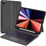 Five-E Apple iPad Air 13 Inc M4 (2026) Rgb LED Işıklı Manyetik Bluetooth ve Touchpad Özellikli Kalemlikli Klavyeli Kılıf - iPad Air 13 M4 - Siyah