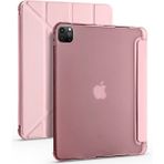 Five-E Apple iPad Pro 11 3.nesil (2021) Yatay ve Dikey Standlı Antişok Köşe Korumalı Kalemlikli Origami Slikon Kılıf ve Ekran Koruyucu A2377 A2459 A2301 A2460 - Rose Gold