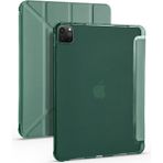 Five-E Apple iPad Pro 12.9 5.nesil (2021) Yatay ve Dikey Standlı Antişok Köşe Korumalı Kalemlikli Origami Slikon Kılıf A2378 A2461 A2379 - Haki