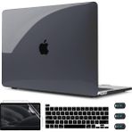 Five-E Apple MacBook Air 15 M3 Çipli 2024 Darbelere Dayanıklı Ön Arka Clear Parlak Kapak Kılıf ve Koruyucu Set A3114 - Siyah