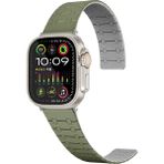 Five-E Apple Watch Ultra 3 49MM Mıknatıs Ayarlı Çizgi Desenli Silikon Kordon - Yeşil
