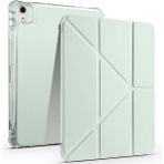 Five-E iPad Air 5 Nesil 10.9 İnç 2022 Yatay ve Dikey Standlı Antişok Köşe Korumalı Kalemlikli Origami Slikon Kılıf - Su Yeşili