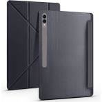 Five-E Samsung Galaxy Tab S8 Plus 2022 Yatay ve Dikey Standlı Antişok Köşe Korumalı Kalemlikli Origami Slikon Kılıf Sm- X800 X806 - Siyah