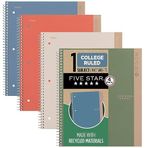 Five Star Spiral Defterler + Çalışma Uygulaması, Geri Dönüştürülmüş Kapak, 4'lü Paket, 1 Konu, Kolej Çizgili Kağıt, 8-1/2 "x 11", Dizüstü Bilgisayar Başına 100 Sayfa, Zion Clay, Olimpik Yeşil, Buzul
