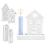 FiveMileBro Silikon kalıplar döküm kalıpları ev mumluğu, silikon kalıp şamdan, ayaklı kendin yap döküm kalıp, ev, silikon döküm kalıp, çubuk mumlar ve tealight mumlar, sabun, alçı, el işi için