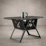 Fiways Axıs V2 Mat Siyah Metal Kamp Masası 1 mm Çelik Gövde Katlanır Çantalı Outdoor Sehpa