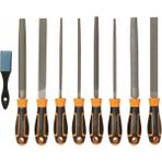 Fix Baur 32 cm 10 Parça Marangoz Hobi Eğe Seti Törpü Ahşap Metal Alüminyum Yarım Yuvarlak Balık Sırtı Eğe Lama Seti
