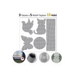 Fixall Adhesive Products Yapışkanlı Fiber Sineklik Teli Farklı Şekillerde Kesimli 15 Adet Pencere Kapı Tamir Yamaları Şeffaf