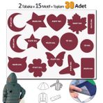 Fixall Adhesive Products Yapışkanlı Polyester Kumaş Çeşitli ŞEKILDE30 Adet Mont Şemsiye Aksesuar Yama Bordo