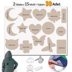 Fixall Adhesive Products Yapışkanlı Polyester Kumaş Çeşitli ŞEKILDE30 Adet Mont Şemsiye Aksesuar Yama Krem