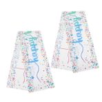 FIXOSHEE 2 Adet masa koşucu Renkli masa örtüsü Ev partisi dekorasyonu Masa süslemesi doğum günün kutlu olsun grafiti masa örtüsü doğum günün kutlu olsun masa süslemeleri polyester beyaz