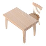 FIXOSHEE 2 Adet Mini Masa Ve Sandalye Mobilyaları Minyatür Masa Minyatür Ahşap Sandalye Dollhouse Yemek Odası Mobilyaları Mini Mobilya Oyuncak Ev Oturma Odası Mobilyaları Beige Meşe