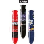 Fixpoint -3 Adet- Otomatik Pastel Araba Astronot Konsol Temalı Erkek Seti Roket Silgi (P-1307)