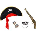 Fixport Korsan Şapkası + Tabanca + Maske + 2 Adet Yüzük Kostüm Seti Çocuk