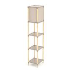 FIXWOOD Raflı Lambader 22x24x137 cm – Doğal Ahşap 3 Katlı Depolama, Sıcak Işık, Modern Minimal Tasarım, Kolay Montaj