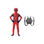 FIY Cosplay Deadpool Bodysuit Cadılar Bayramı Kostüm Çocuk Cosplay Kostüm Sırt Çantası ile Set (Yurt Dışından) - XL - Kırmızı - Siyah
