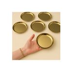 Fiyakalı Ürünler Atölyesi 6 Adet 12 cm Gold Yuvarlak paslanmaz çelik,lokumluk,ikramlık, pasta servis,Kahve Fincan altlığı