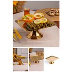 Fiyakalı Ürünler Atölyesi Gold Kare, Ayaklı Şık Kek, Pasta, Kurabiye ve Tatlı Servis Sunum Standı