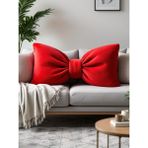 Fiyonk Görünümlü Xxl Yastık Dolgulu Peluş Kumaş Fiyonk Kurdele Hediye Yastık Kırlent Minder - 45 x 65 cm - Kırmızı