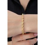 Fiyonk Kuyumculuk 14 Ayar Altın Işıltılı Burgu Halat Zincir Bileklik 3.90 mm