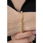 Fiyonk Kuyumculuk 14 Ayar Altın Işıltılı Burgu Halat Zincir Bileklik 4.40 mm