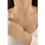 Fiyonk Kuyumculuk 14 Ayar Altın Topcuk Zincirde Pul Sallantılı Set