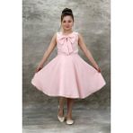 Fiyonklu Kız Çocuk Elbisesi - Pembe - 7 Yaş