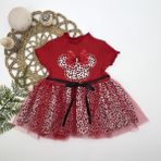 Fiyonklu Mickey Temalı 1-2-3 Yaş Kız Bebek Tütü Elbisesi Unisex Pamuk Kumaş İle Tasarlanmış