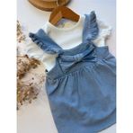 Fiyonklu ve Fırfırlı %100PAMUK Jile Bebek Kız Elbise - 9 - 12 Ay - Beyaz