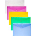 Fiyper A4 Renkli Şeffaf Çıtçıtlı Zarf Dosya 5 Adet 21 x 29.7 cm Ofis ve Okul Kullanımı İçin İdeal